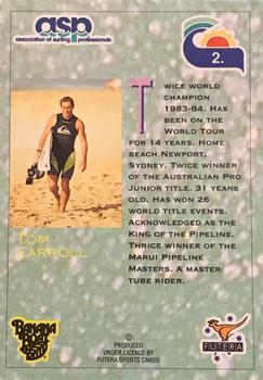 1993 Futera Hot Surf - Hot Gold #2 Tom Carroll Back